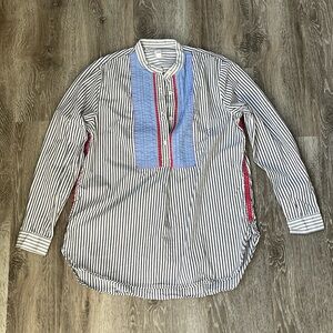 GAP Bib Front, Band Collar Striped Long Sleeve Tunic